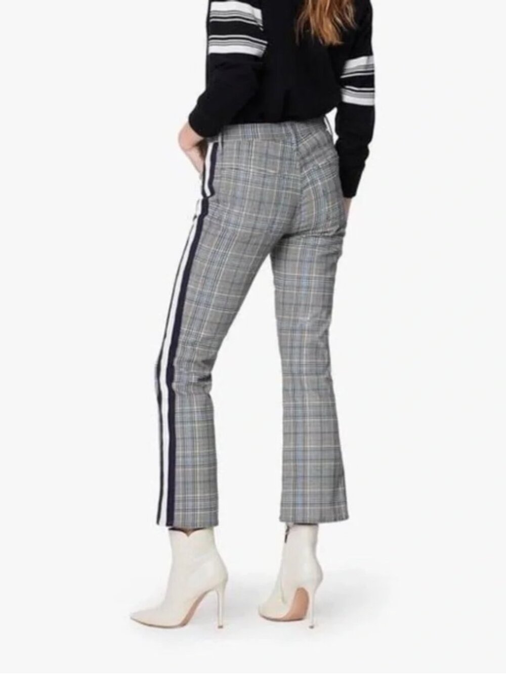 MOTHER Insider Plaid Ankle Jean with Side Stripes sz 29